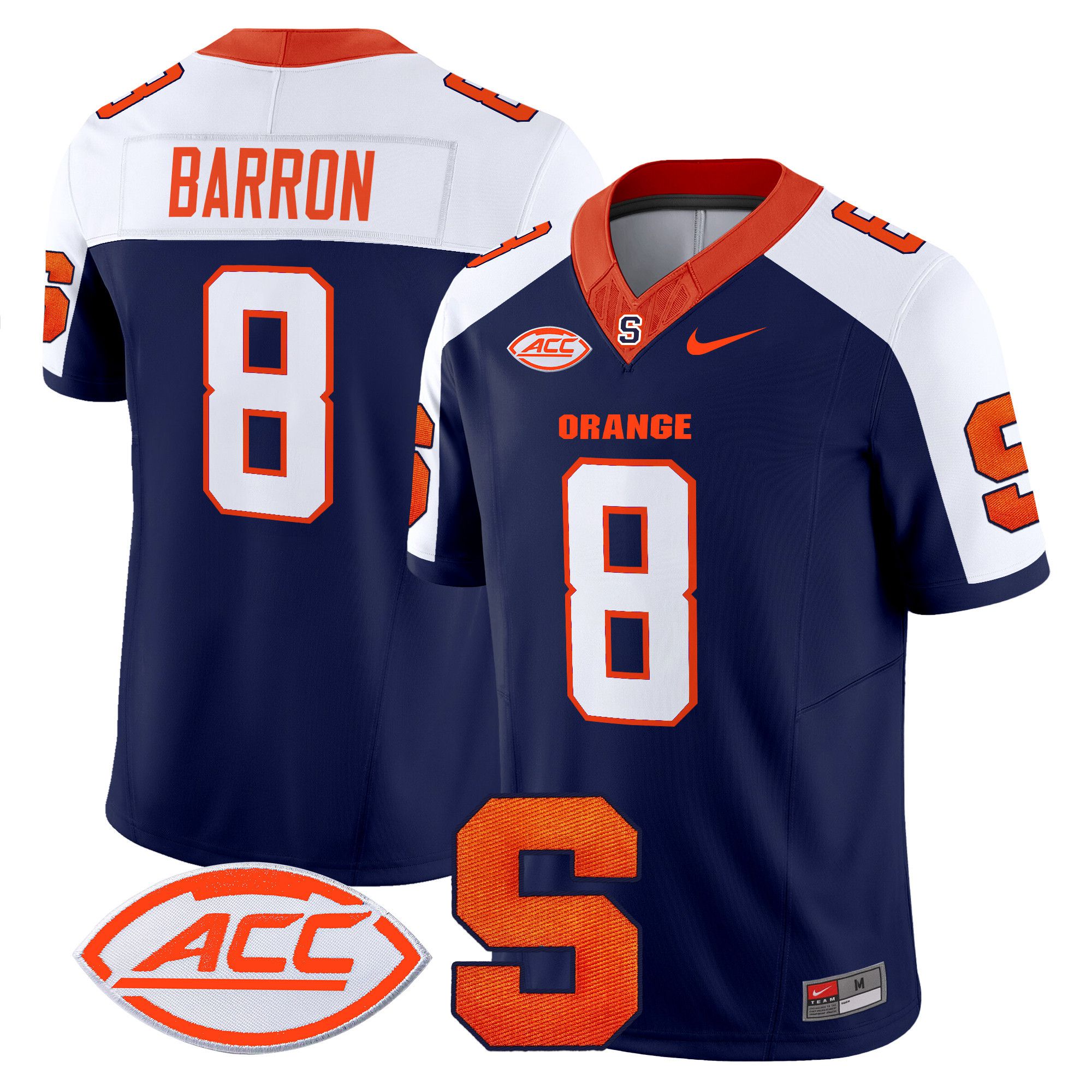 Men Syracuse Orange #8 Barron Blue Nike 2024 Vapor Limited NCAA Jersey